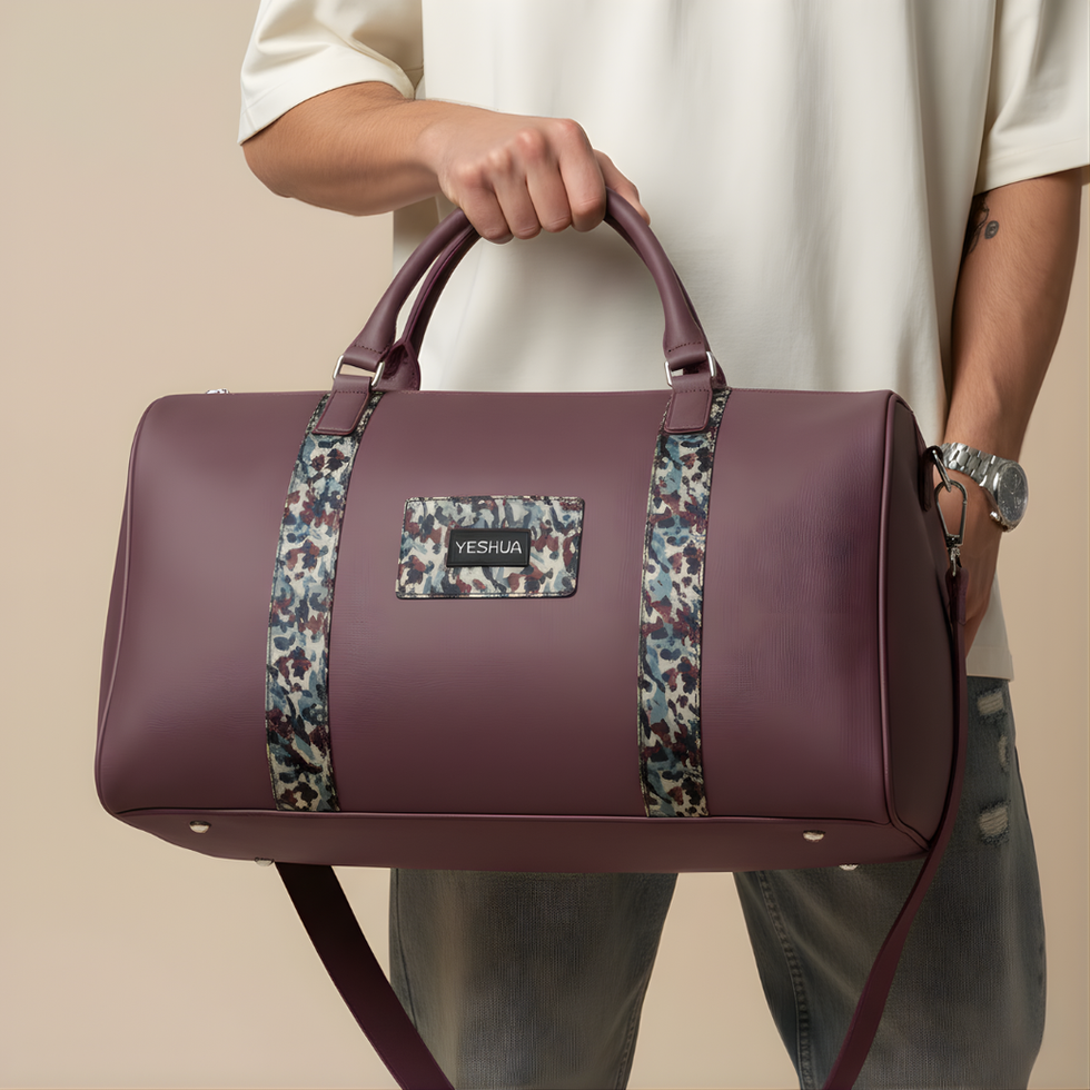 Burgundy Leather Duffel Bag