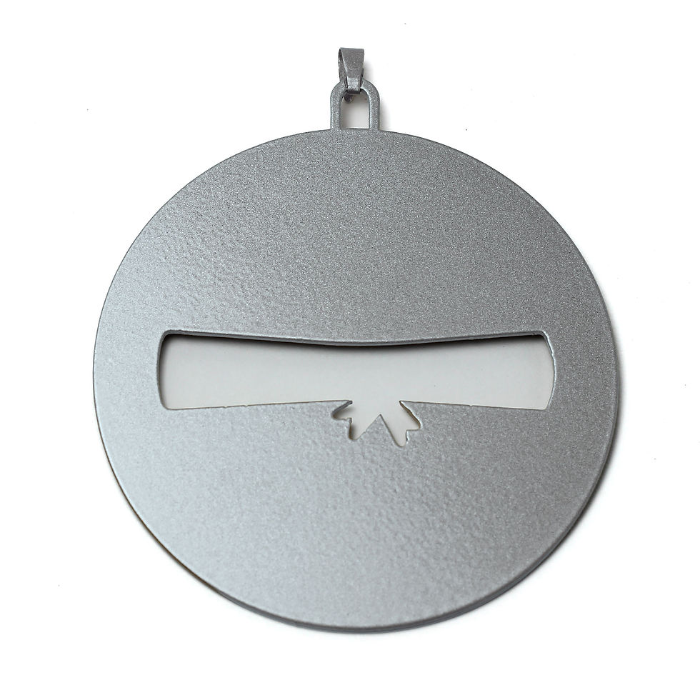Silver round graduation diploma medallion charm