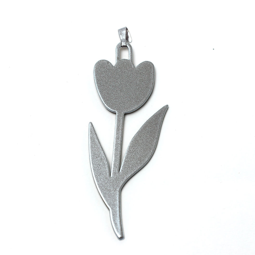 Silver flower tulip stem charm jewelry pendant