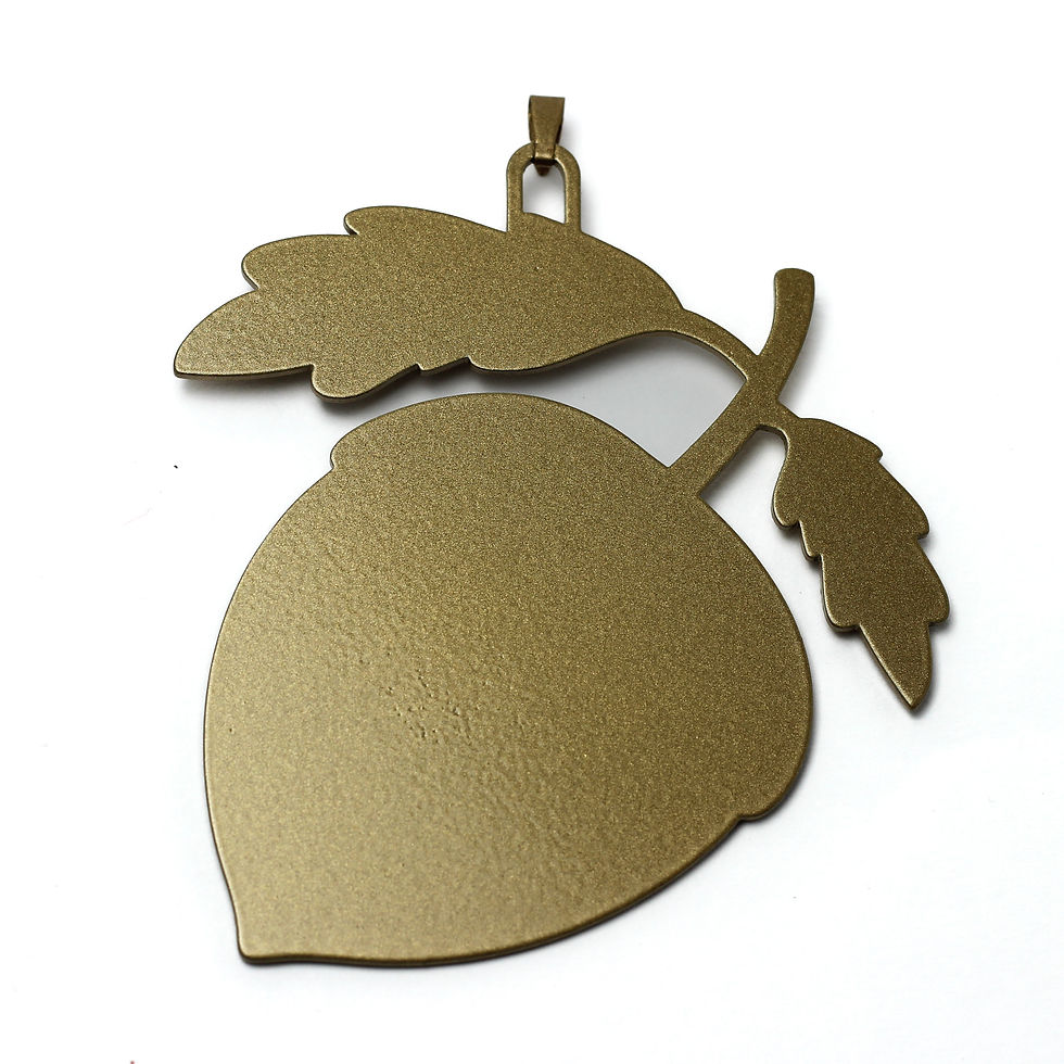 Gold acorn charm with oak leaves
