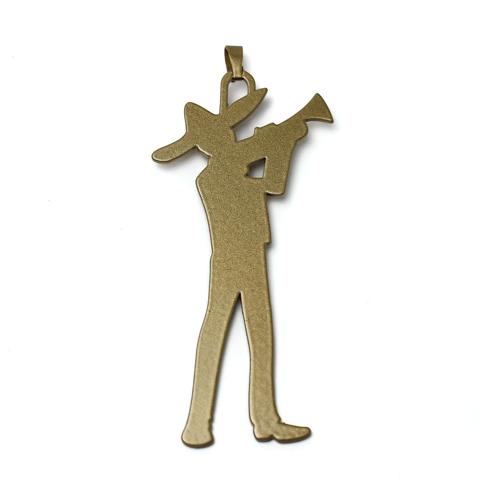 Gold Mariachi Trumpeter Charm silhouette pendant