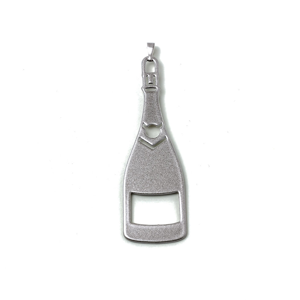 Silver champagne bottle shaped bottle opener