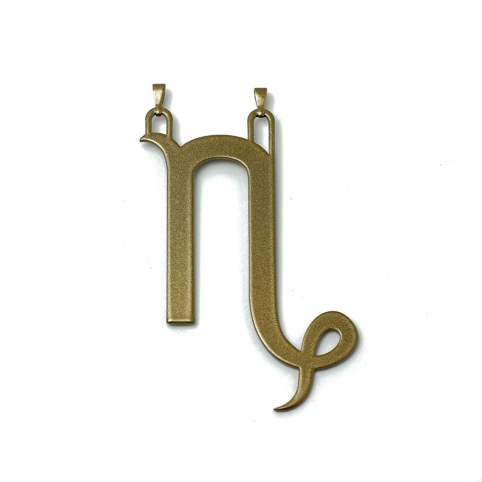 Gold Capricorn zodiac sign charm for a necklace
