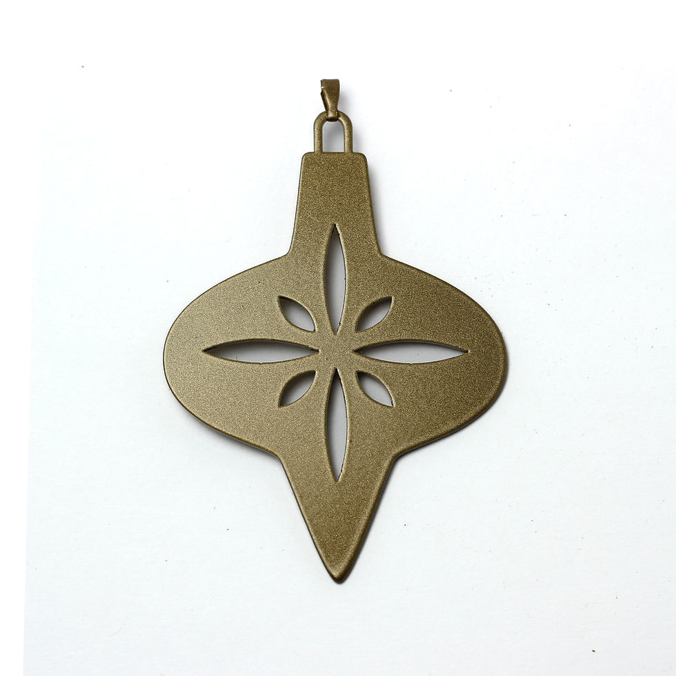 Vintage Starburst Finial Charm ornament in matte gold