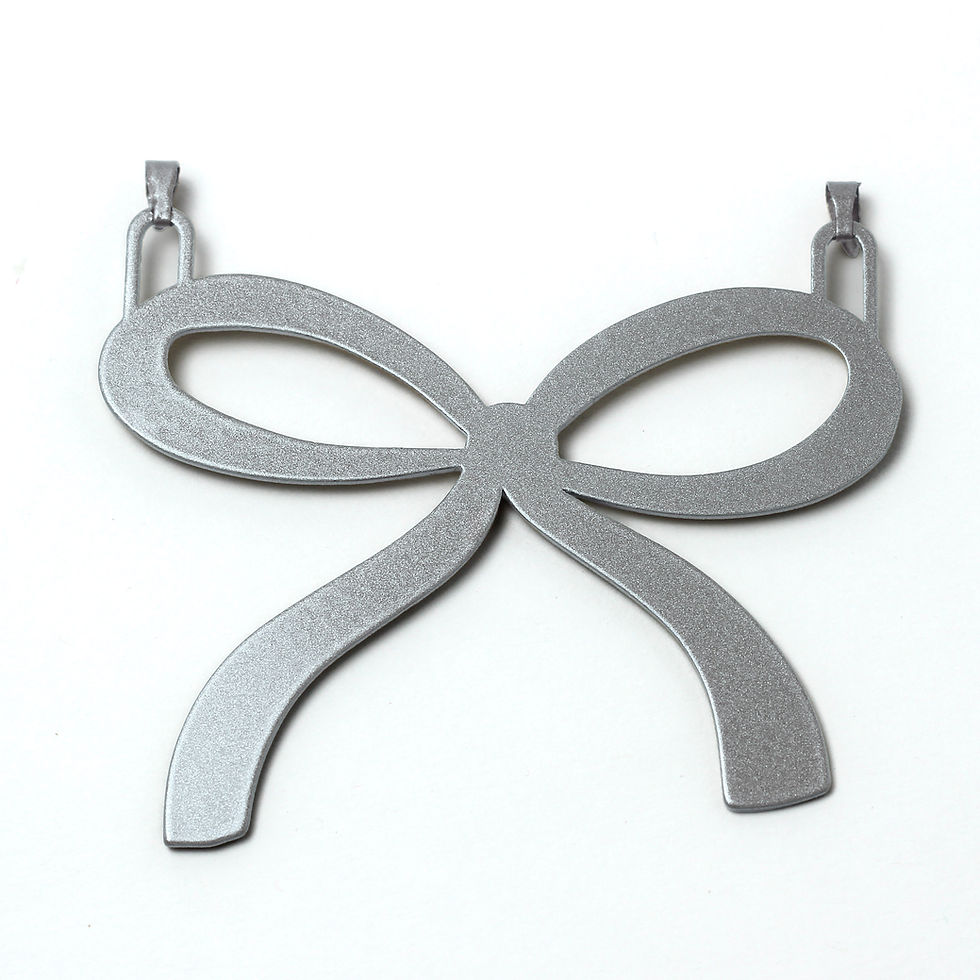 Silver bow ribbon charm with two attachment loops