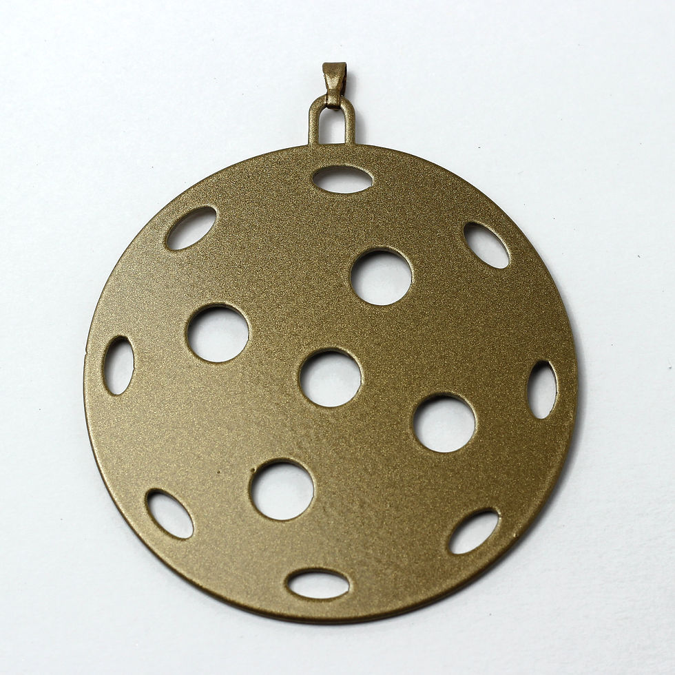 Bronze pickleball charm pendant with perforated holes
