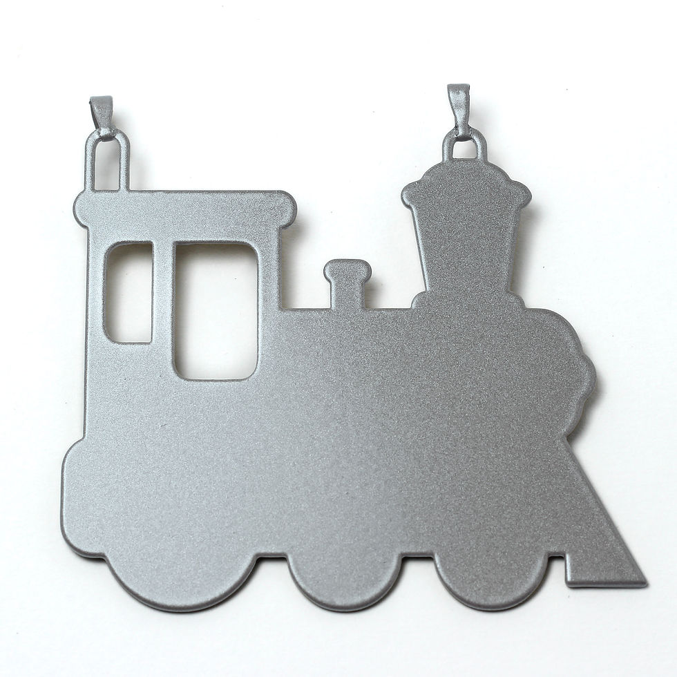 Silver steam engine vehicle train charm silhouette