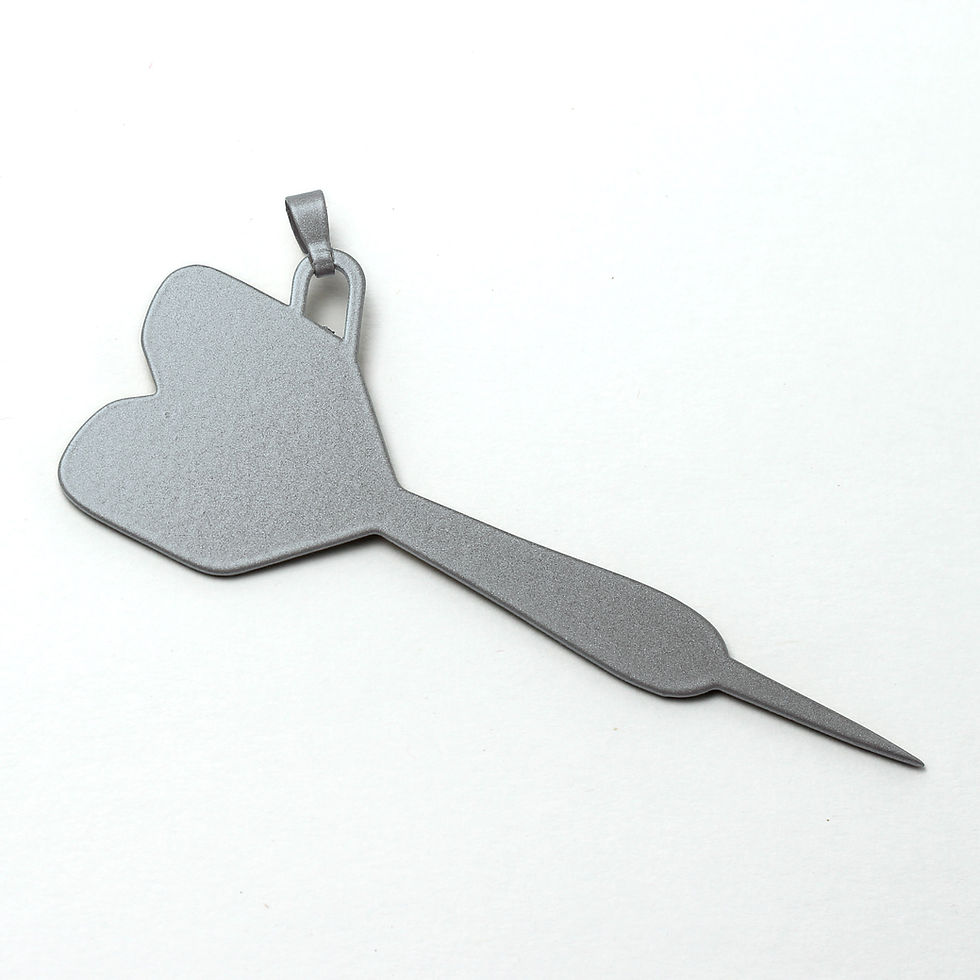 Silver Darts Charm pendant on a white surface