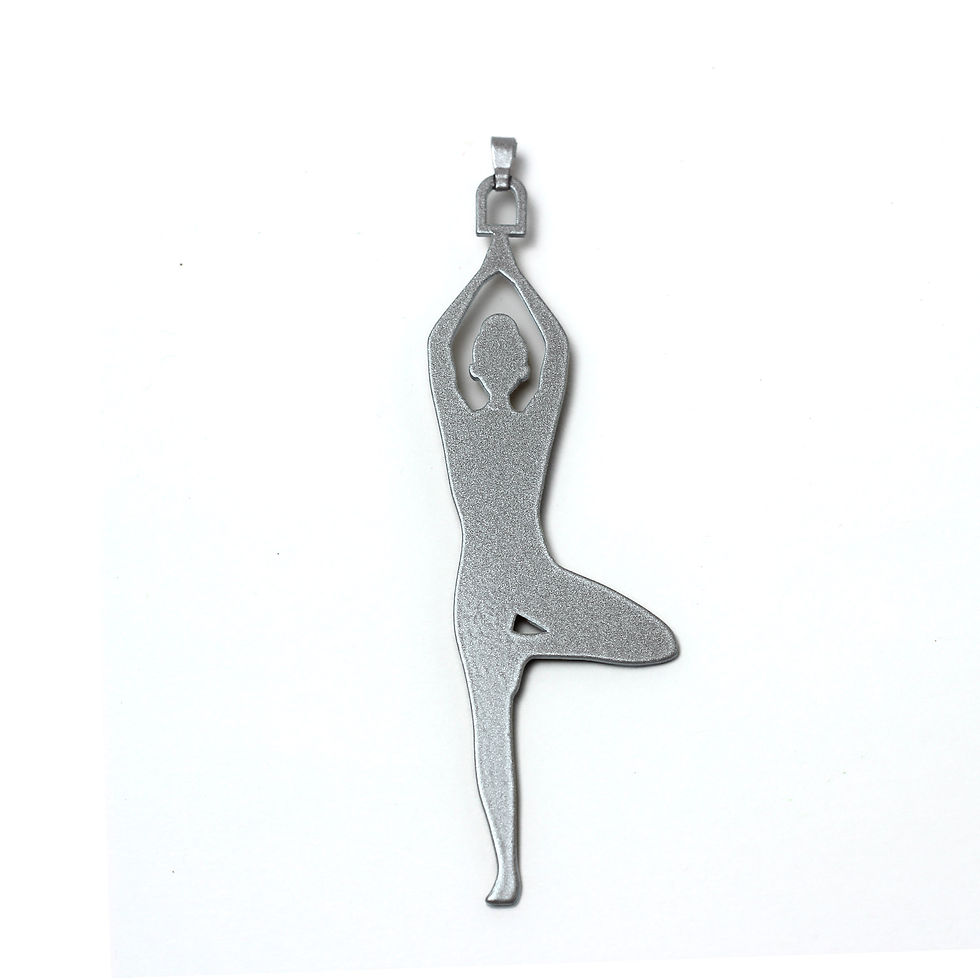 Silver yoga tree pose charm for fitness enthusiasts