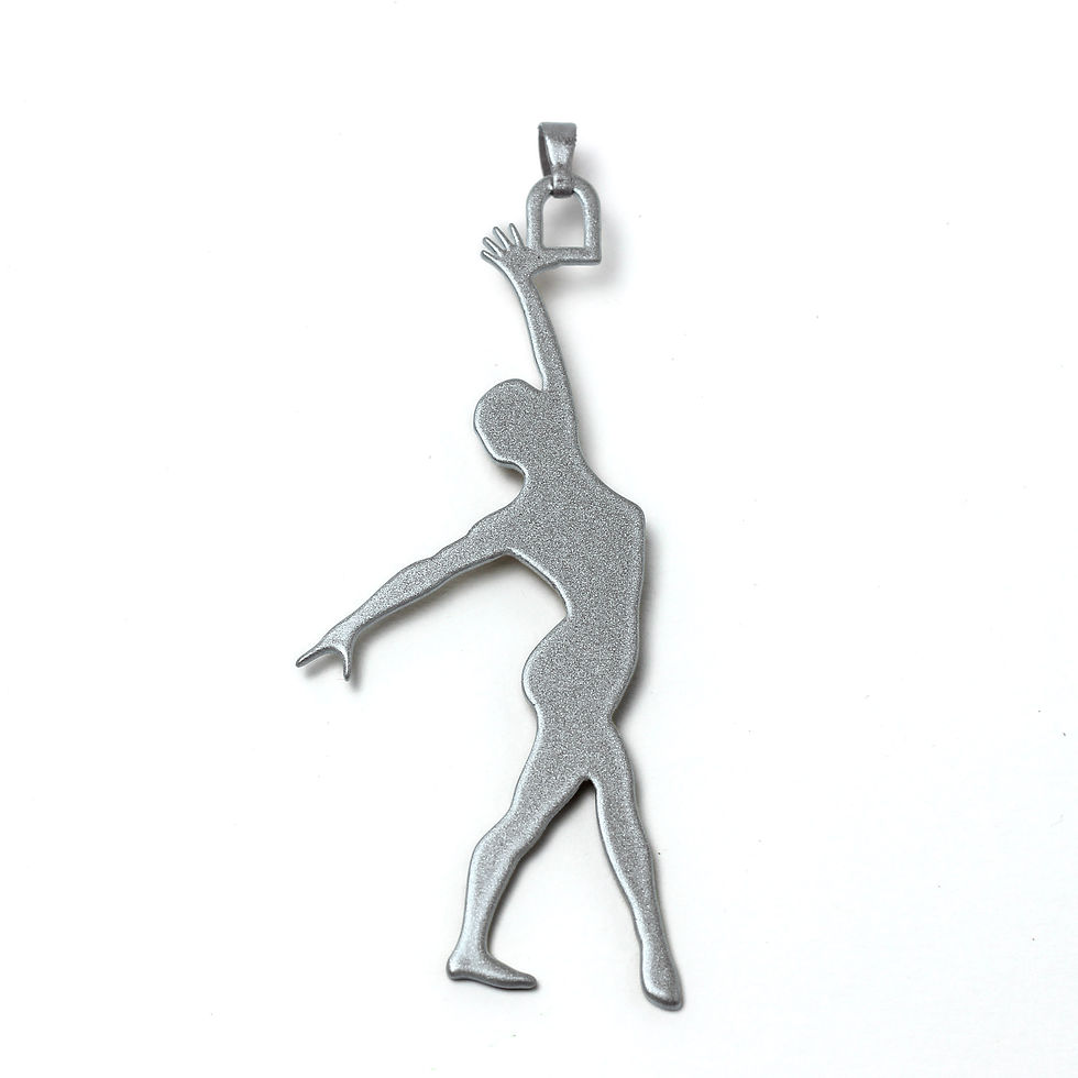 Silver athletic pose charm showing a figure in a dance stance.