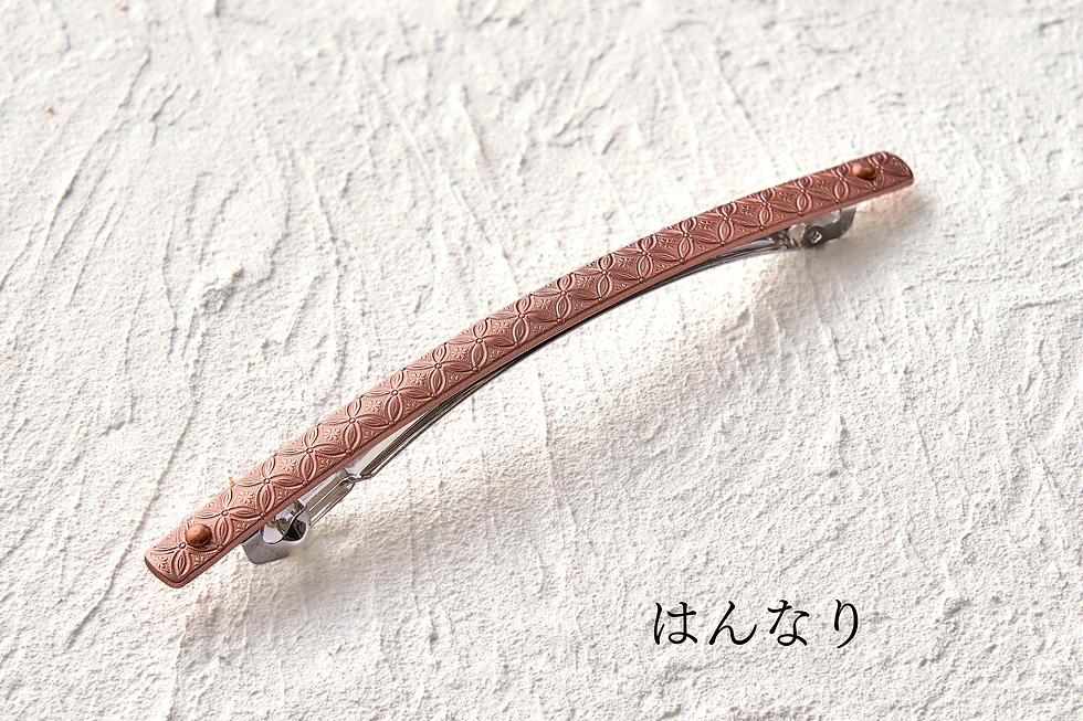 錺之-KAZARINO- 銅製バレッタ 七宝文様 ピンクゴールド 日本の伝統模様
