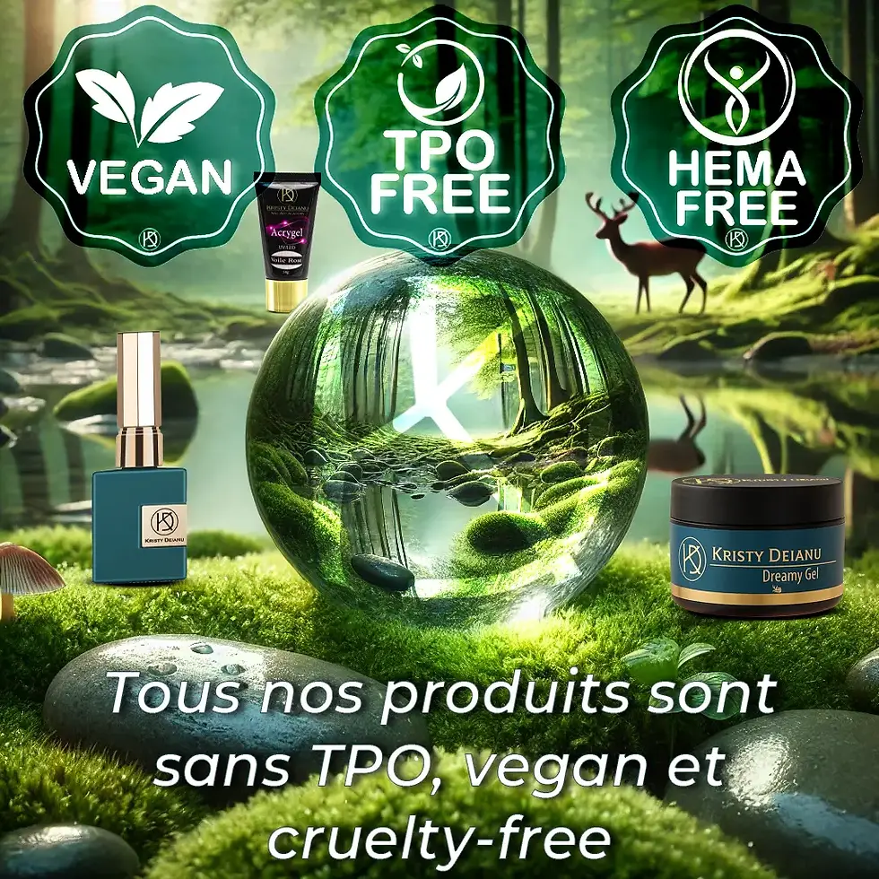 Produits pour ongle, vagan, sans HEMA et sans TPO