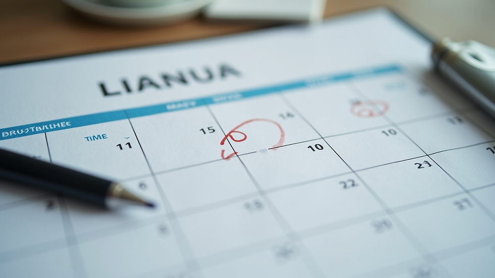 Close-up view of a calendar with marked tax deadlines