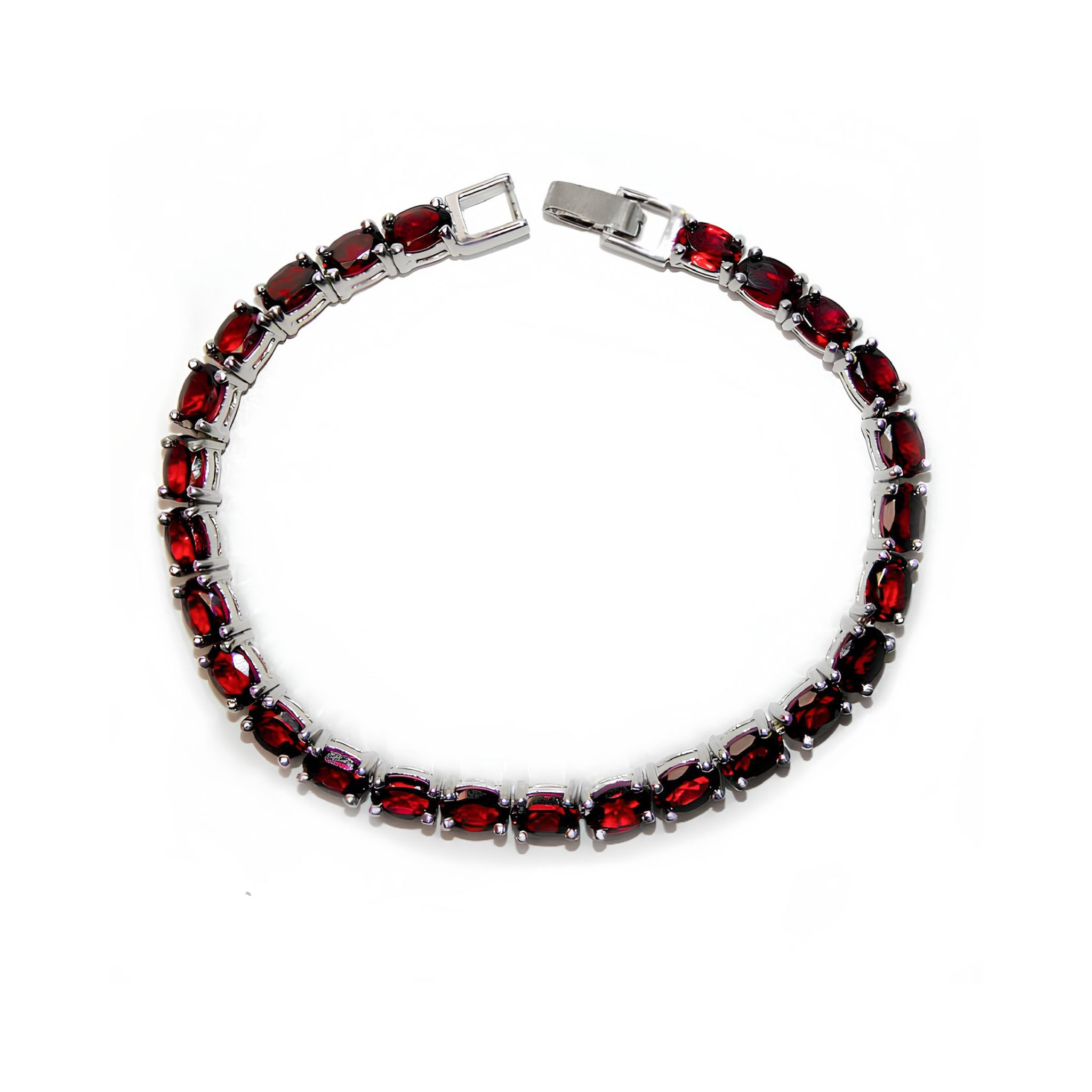 Stříbrný náramek s granáty ze Srí Lanky – ruční práce