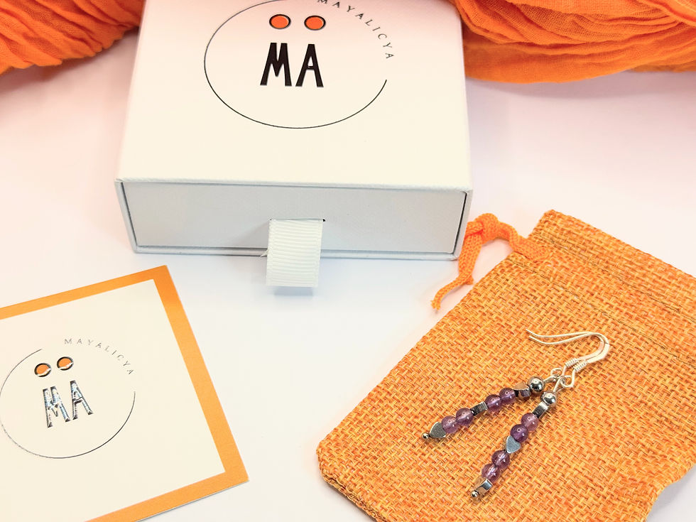 섬네일: 💜 Boucles d’Oreilles Te Quiero – Améthyste & Hématite Argentée