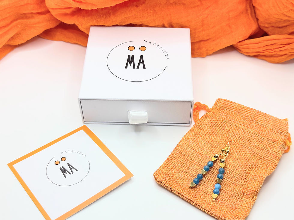 Miniaturbild: 🩵 Boucles d’Oreilles Te Quiero – Apatite & Hématite Dorée 3cm