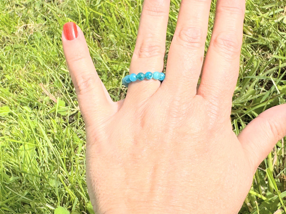 Miniatura: 🔵 Bague MAYALICYA – Apatite Naturelle Bleue ( 4mm)