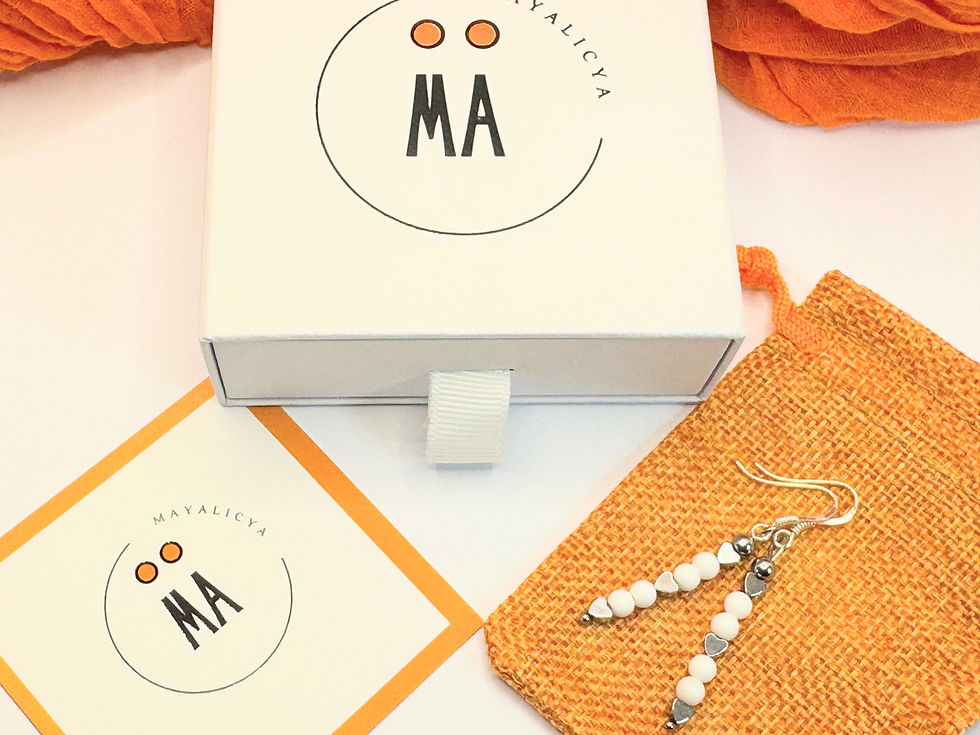 Miniatura: 🤍 Boucles d’Oreilles Te Quiero – Bénitier & Hématite Argentée