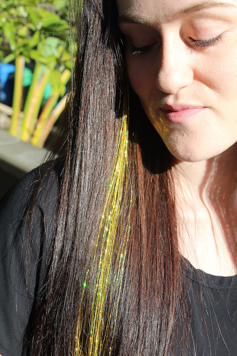 Thumbnail: Gold Holographic Sparkle - Tape-in Tinsel Extensions