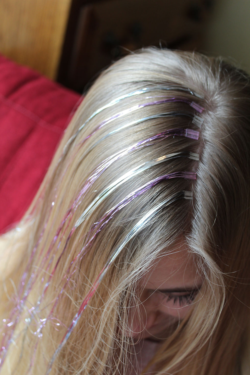 Thumbnail: Ice Pink - Tape-in Tinsel Extensions