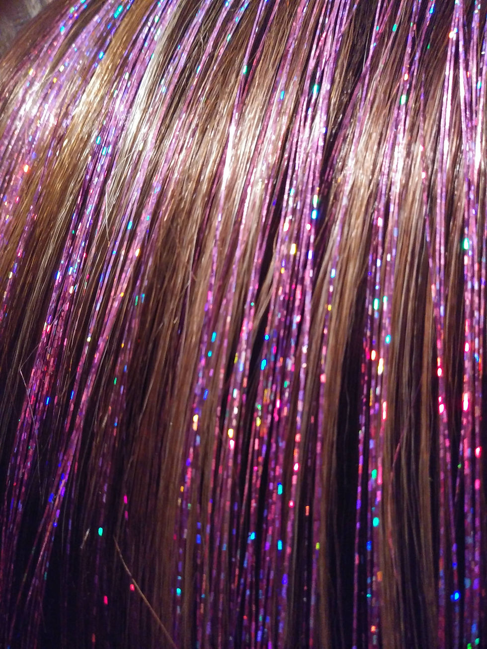 Thumbnail: Berry Holographic Sparkle - Tape-in Tinsel Extensions