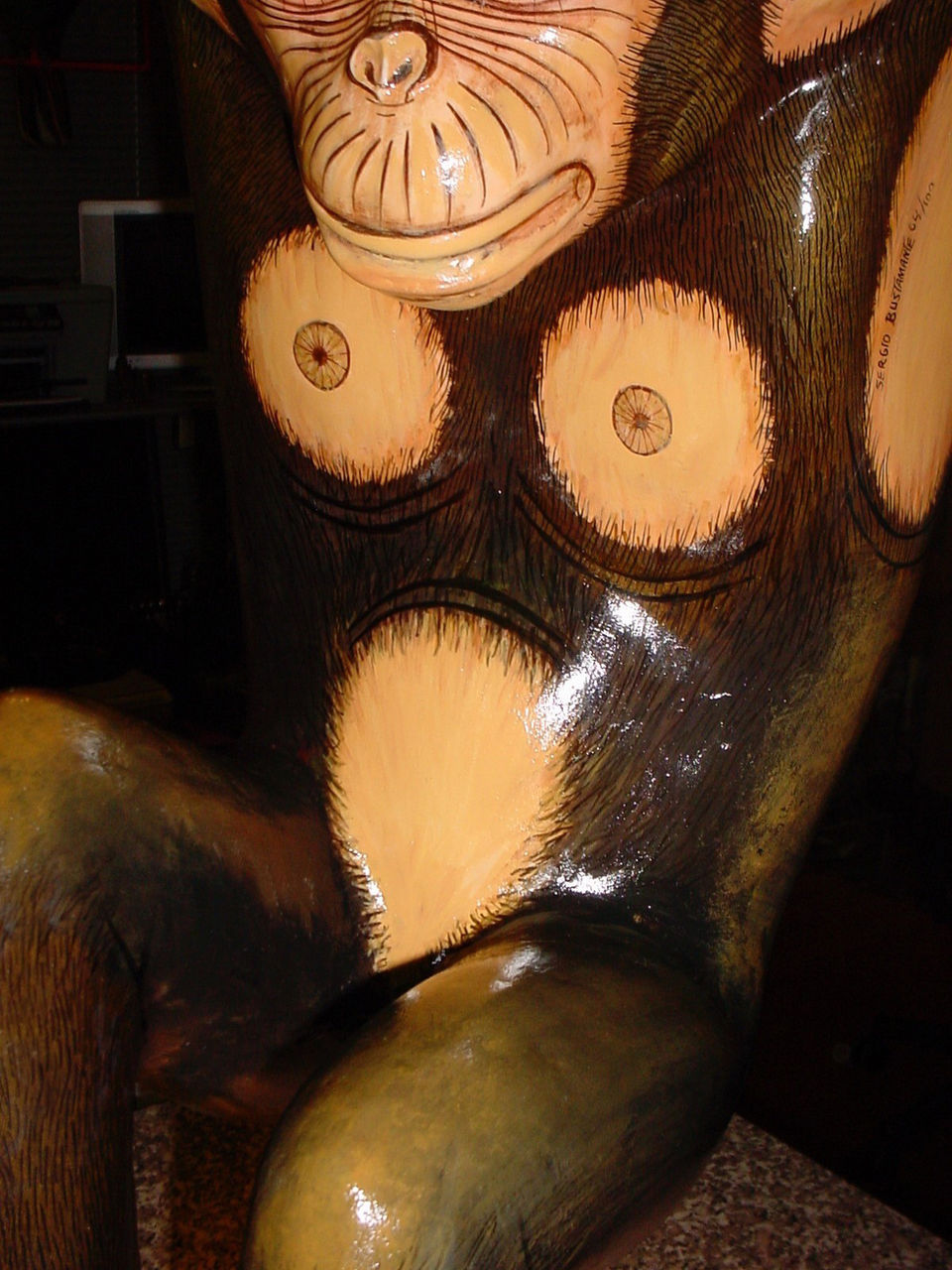 Image of restored Sergio Bustamante Hanging Chimp