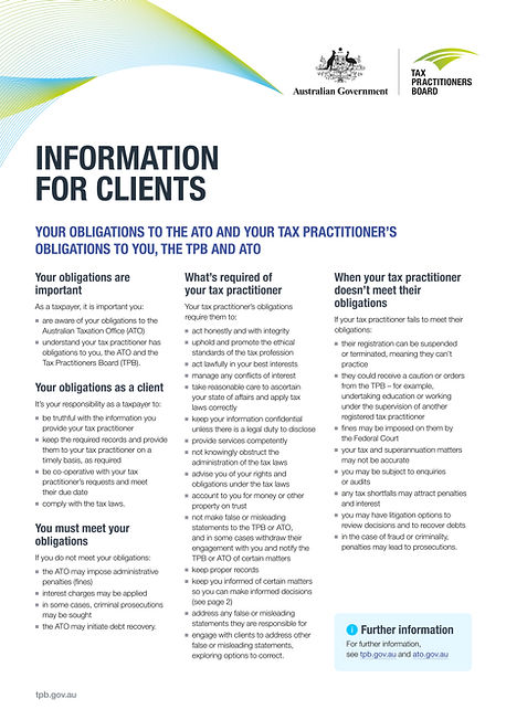 Information for clients factsheet