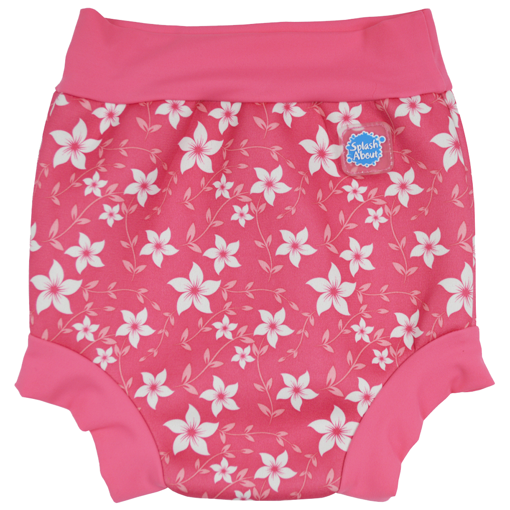 Happy Nappy Re-Useable Swim Nappy, Pink Blossom, Medium (3-8 M), Girl