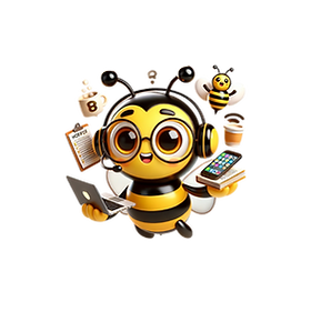 ABUZZ Bee Mascot busy no bg