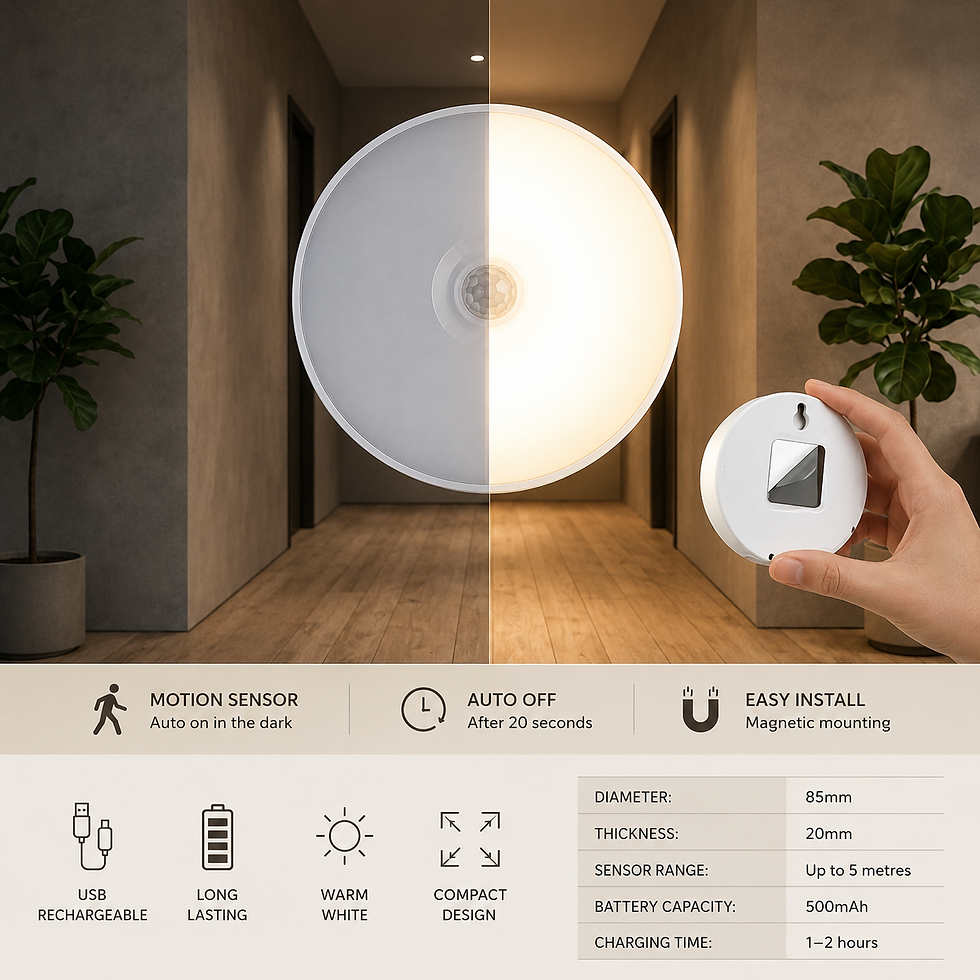Motion sensor night light with USB rechargeable battery
