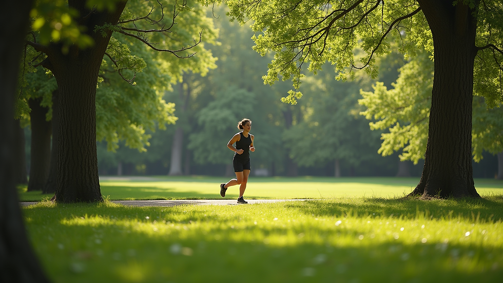 Eye-level view of a person exercising outdoors