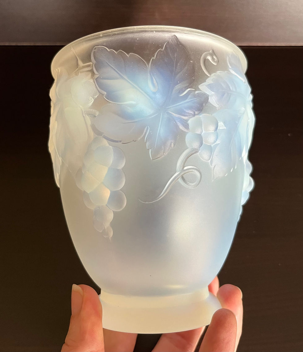 Thumbnail: 1930s Art Deco Etling France Opalescent Glass Vigne Vase