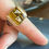 Thumbnail: Vintage Art Deco Style 10K Gold Tiger's Eye Diamond Initial W Mens Signet Ring