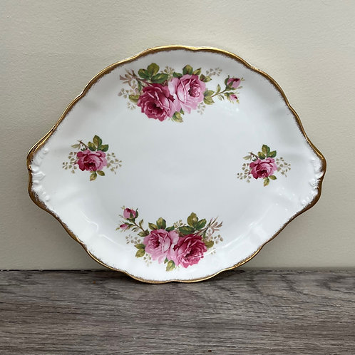 Vintage Royal Albert Bone China American Beauty Round Handled Cake Platt