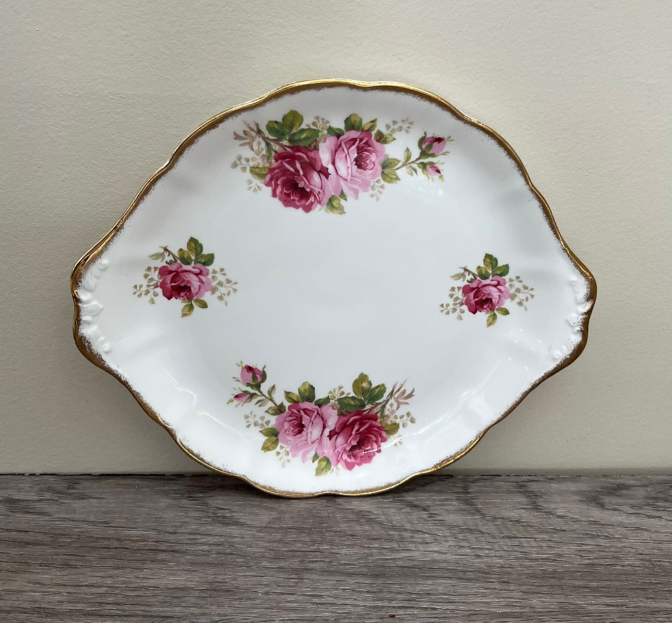Vintage Royal Albert Bone China American Beauty Round Handled Cake Platter