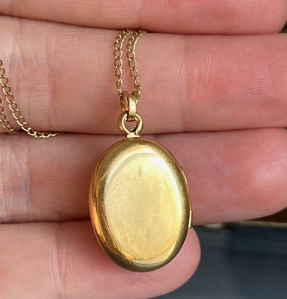 Thumbnail: Vintage Gold Filled Amethyst Belcher Oval Photo Locket Necklace