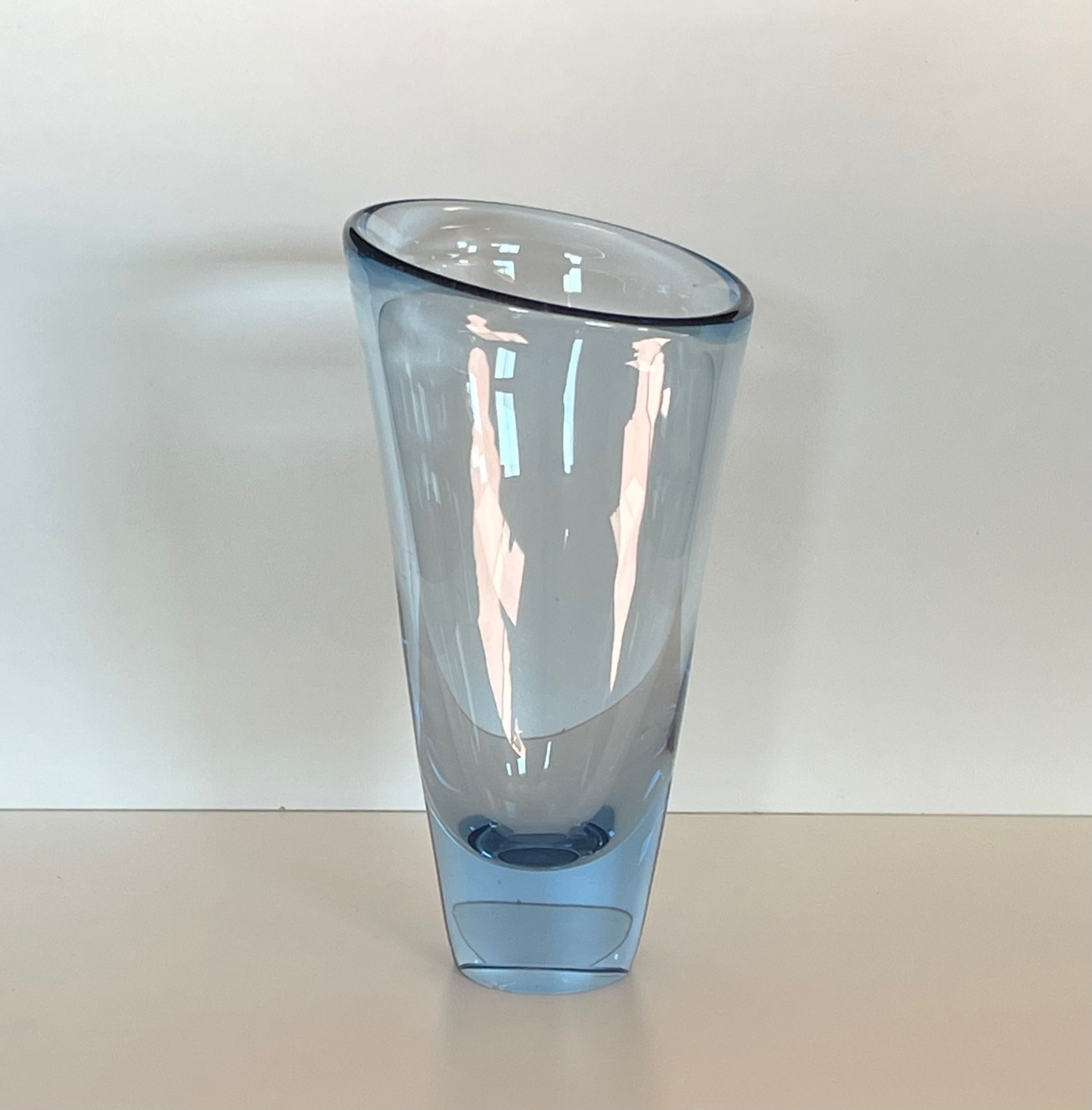 Vintage MCM Holmegaard 16509 Per Lutken Blue Glass Thule Vase