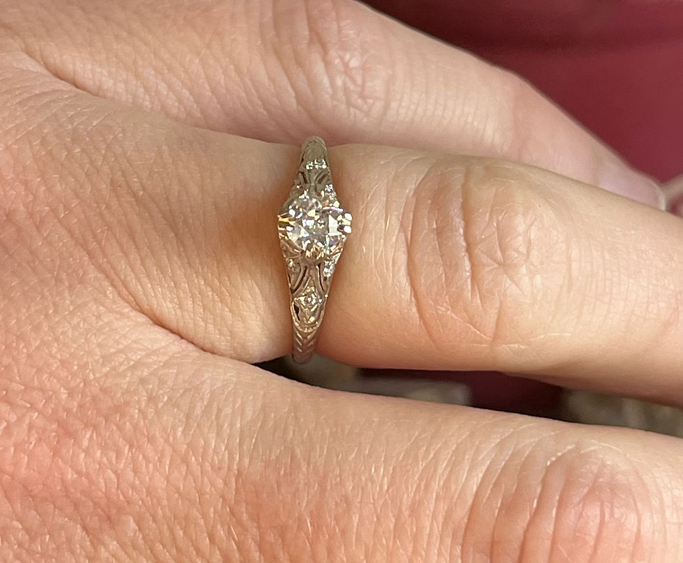 Thumbnail: Antique Art Deco Birks 18K White Gold .33 Carat Diamond Diamond Engagement Ring
