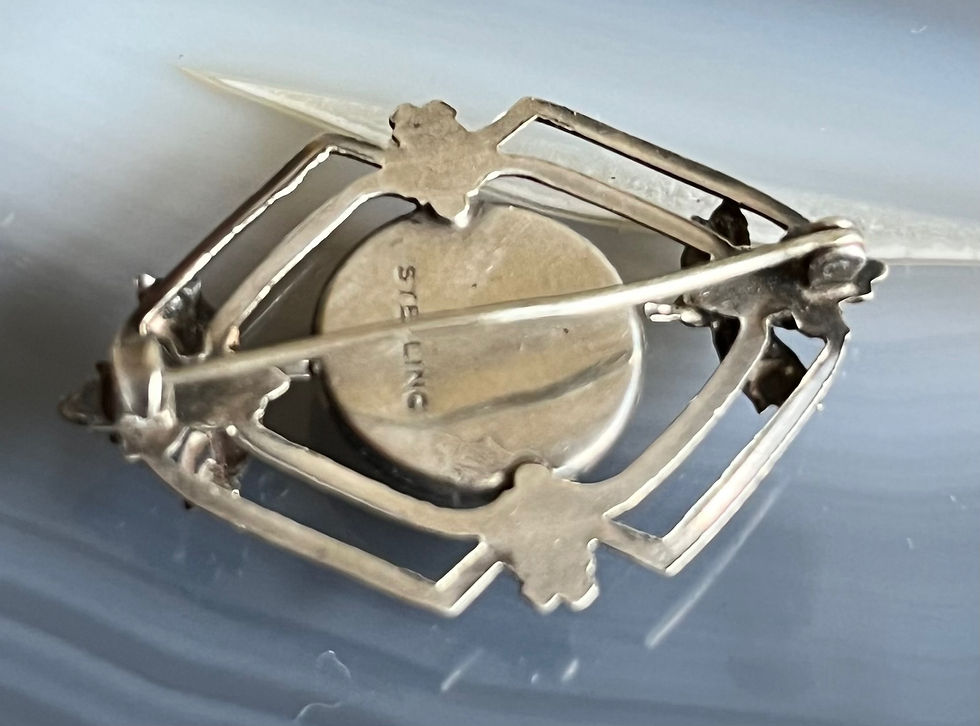 Thumbnail: Antique Sterling Reverse Carved Painted Intaglio Essex Crystal Glass Oranges Bro