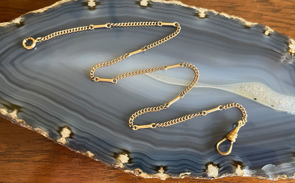 Thumbnail: Dainty Vintage Gold Filled Watch Fob Chain with Short Bars Dog Clip