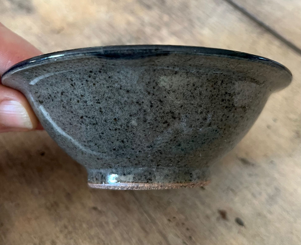 Thumbnail: Vintage MCM Scandinavian Style Stoneware Studio Pottery Small Vase and Bowl