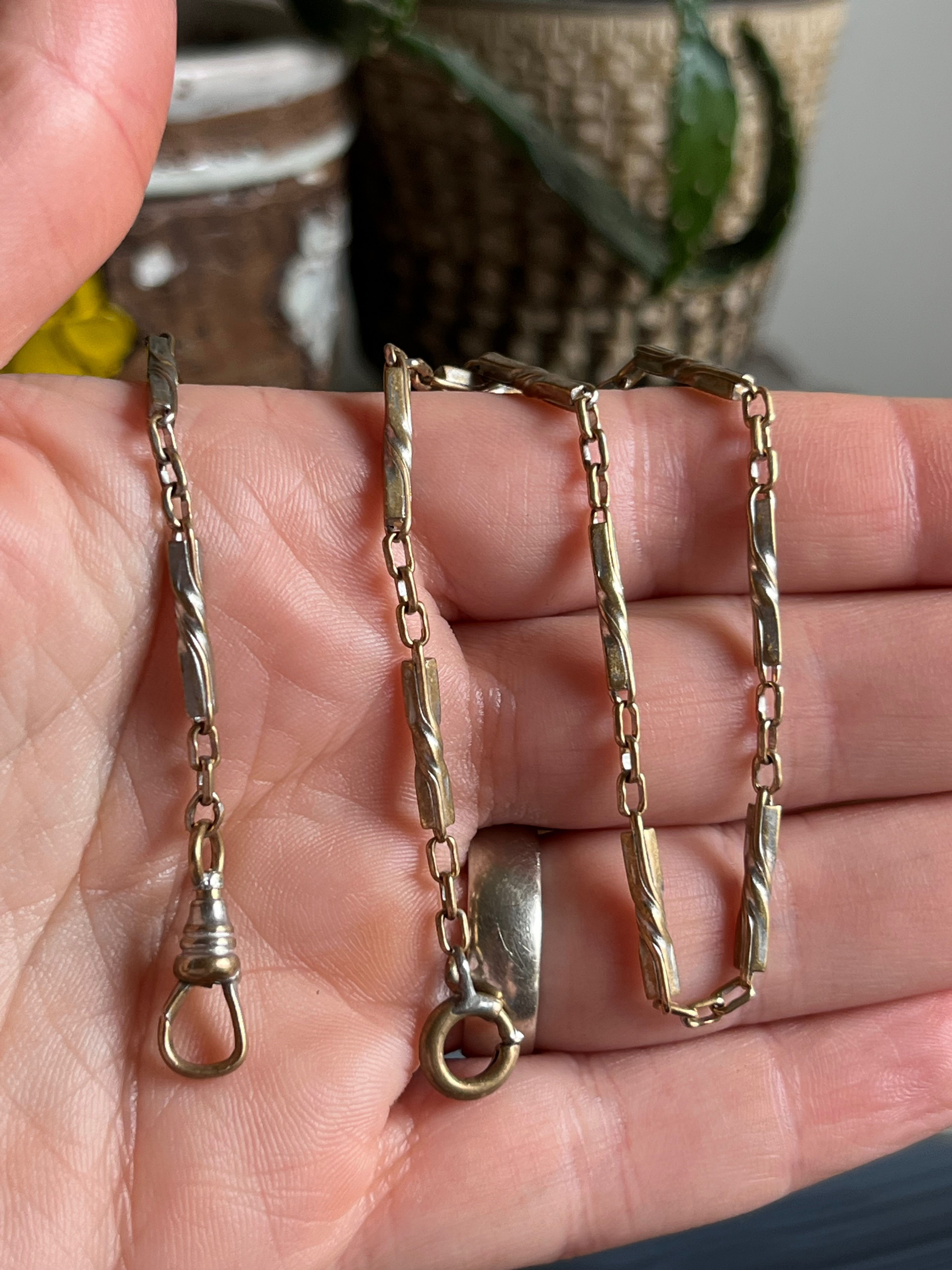 Vintage Radio Gold Filled Fancy Twisted Link Two Tone Watch Fob Chain