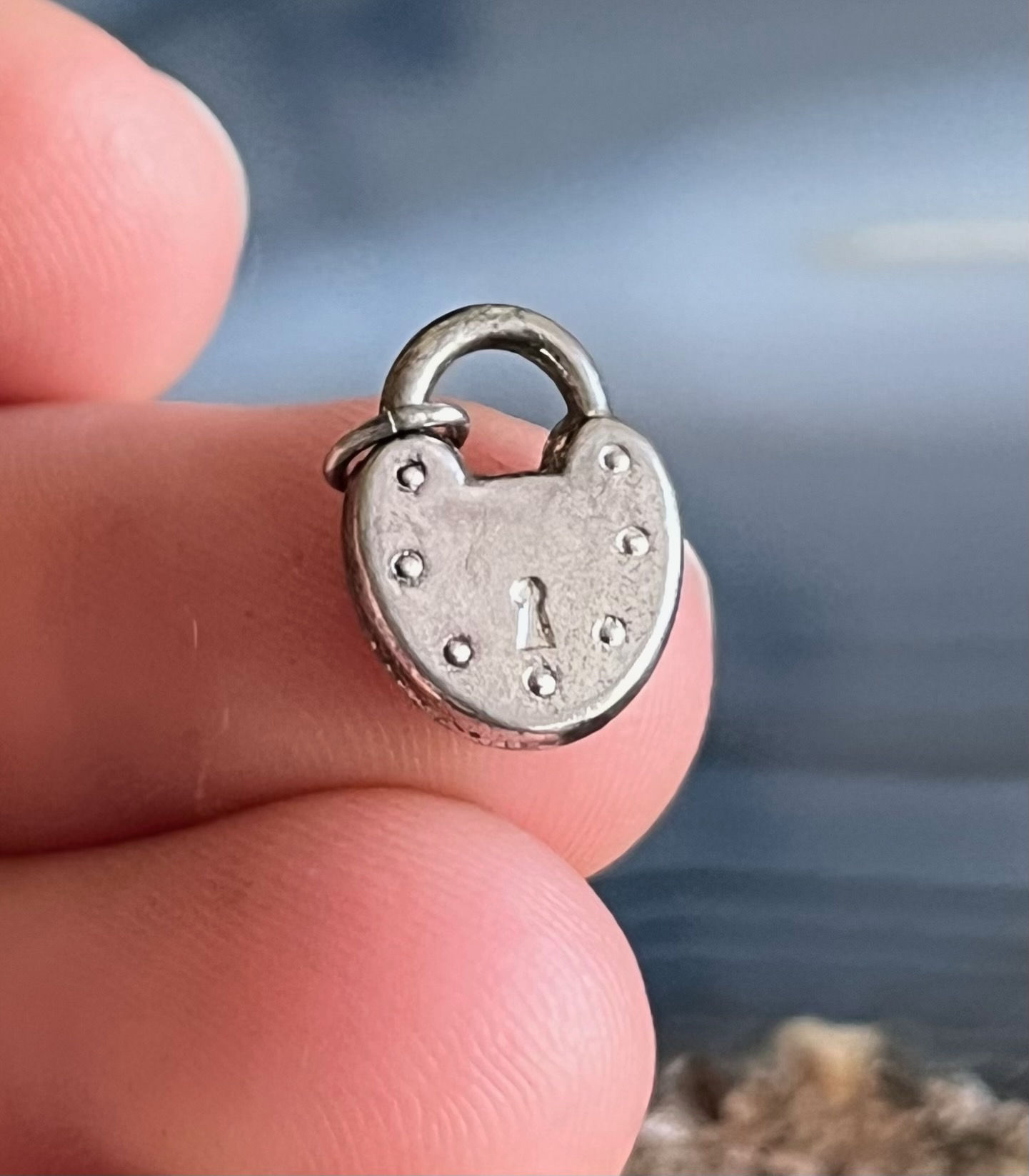 Vintage Sterling Silver Padlock Charm Pendant