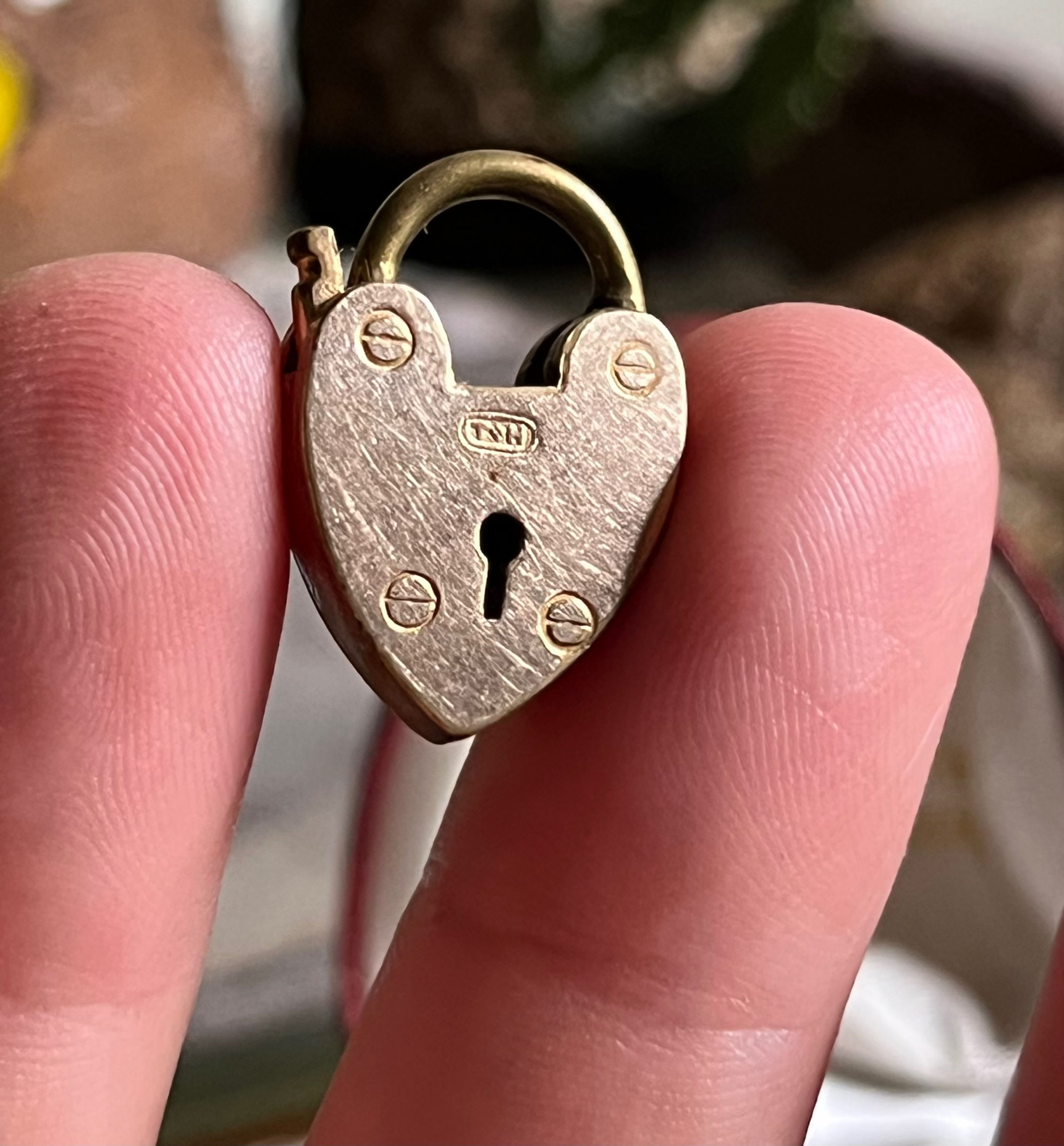 Vintage Rolled or Gold Filled Heart Shaped Padlock Charm Pendant