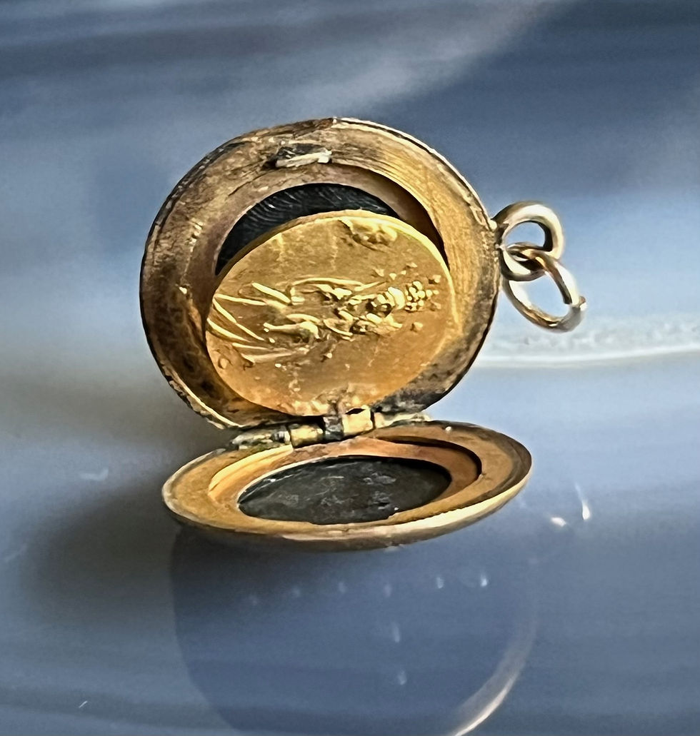Thumbnail: Antique Gold Filled Seed Pearl Cross Religious Jewelry Photo Locket