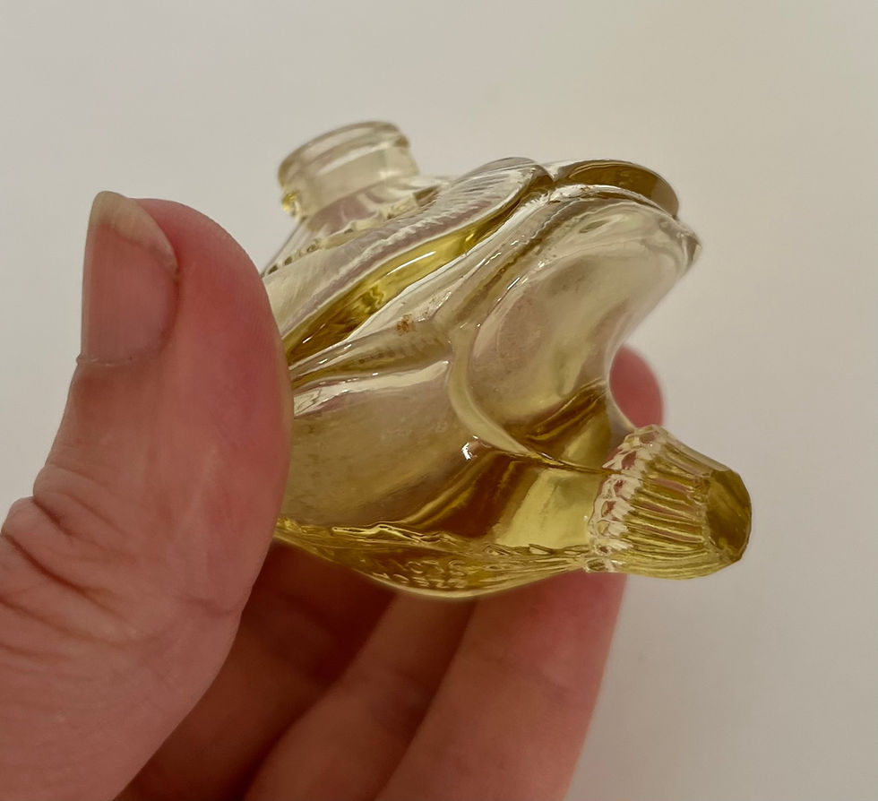 Thumbnail: Pair of Vintage Czech Lemon Yellow Flower Shaped Perfume Bottles