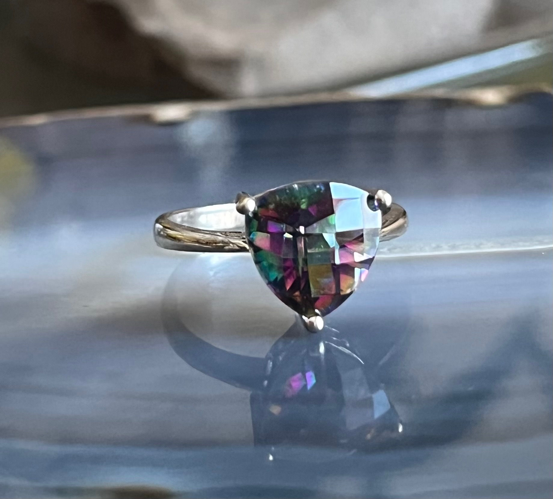 Vintage Sterling Silver Mystic Topaz Quartz Ring