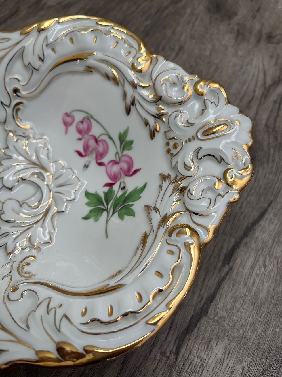 Thumbnail: Vintage Meissen Porcelain Gilt Floral Serving Bowl