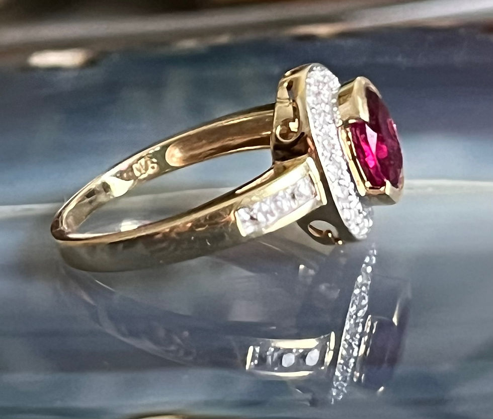 Thumbnail: Ladies 14K Gold Tourmaline Diamond Halo Ring
