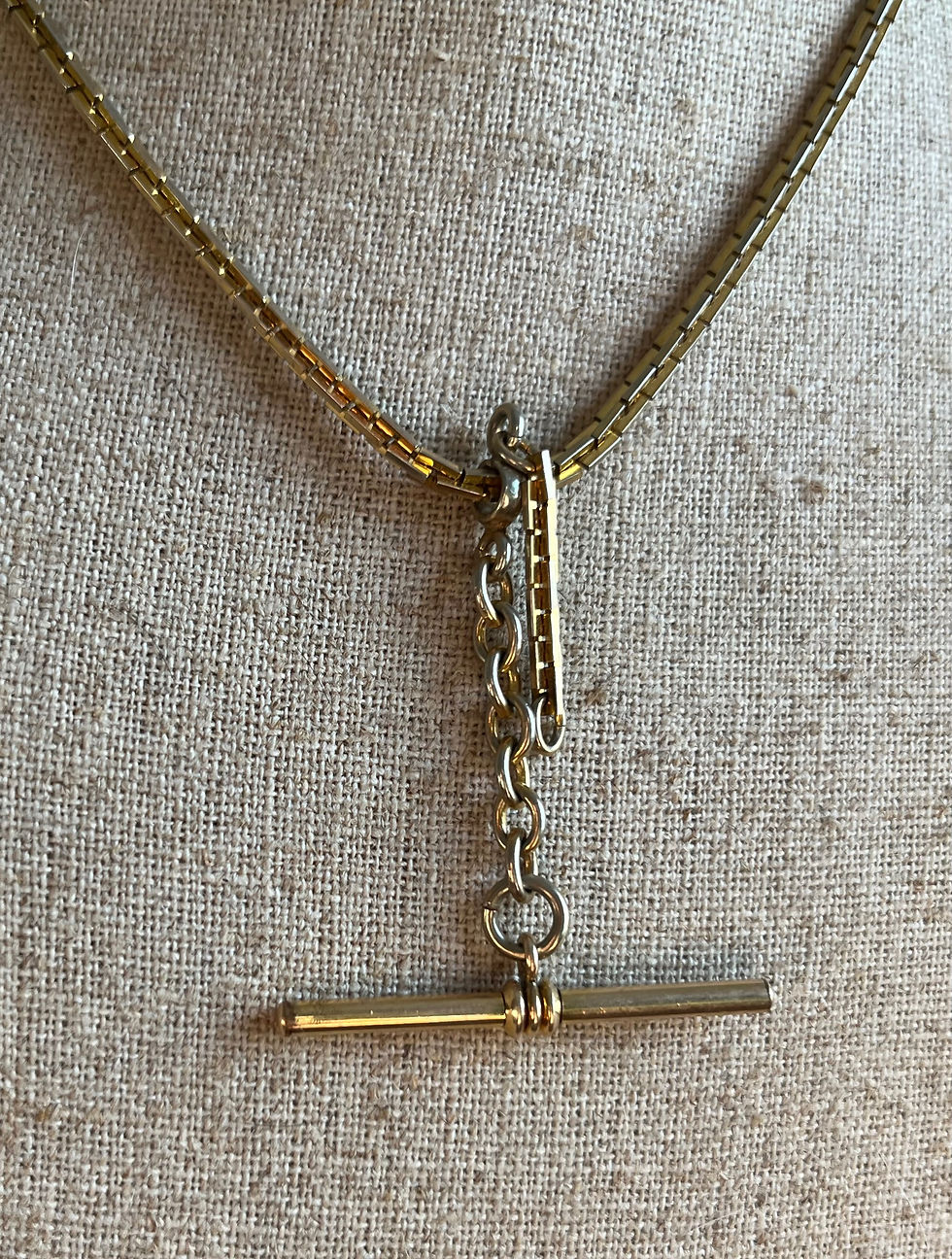 Thumbnail: Vintage Antique Gold Filled Boston Link Watch Chain Necklace Dog Clip T Bar Slid